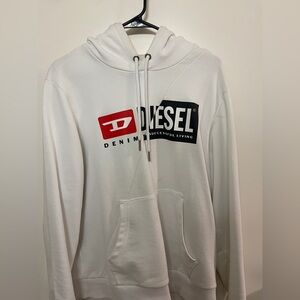 Diesel White Hoodie with Red and Black Logo
